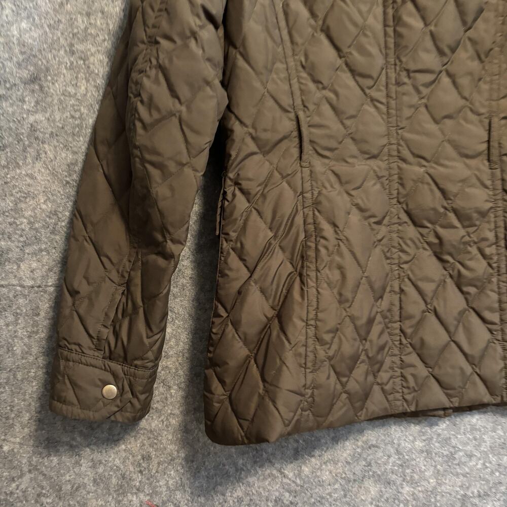 J Crew Jacket Womens Size Medium Green Quilted Down Snap Pockets Mid Length Coat - Picture 7 of 14